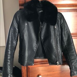 Topshop Faux Leather black Moto Jacket